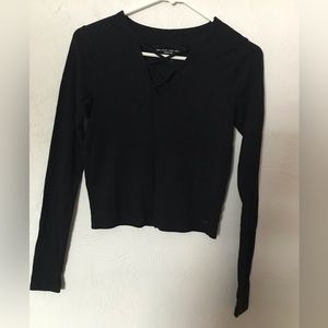 Women's Black Hollister Long Sleeve V-Neck Top